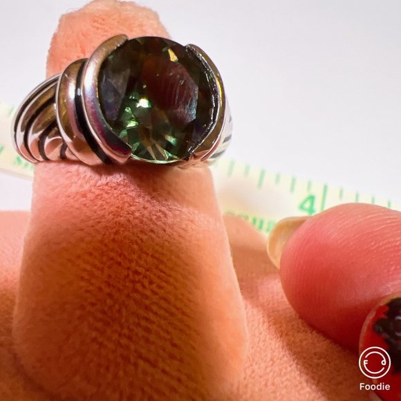 NEW Mystic Topaz Open Bezel 925 Silver Ring - 3 CARATS!! Size 6 USA - Picture 1 of 9